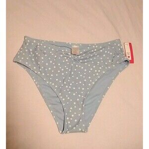 Xhilaration Women's Bikini Bottom High Waist High Leg White Polka Dot XL